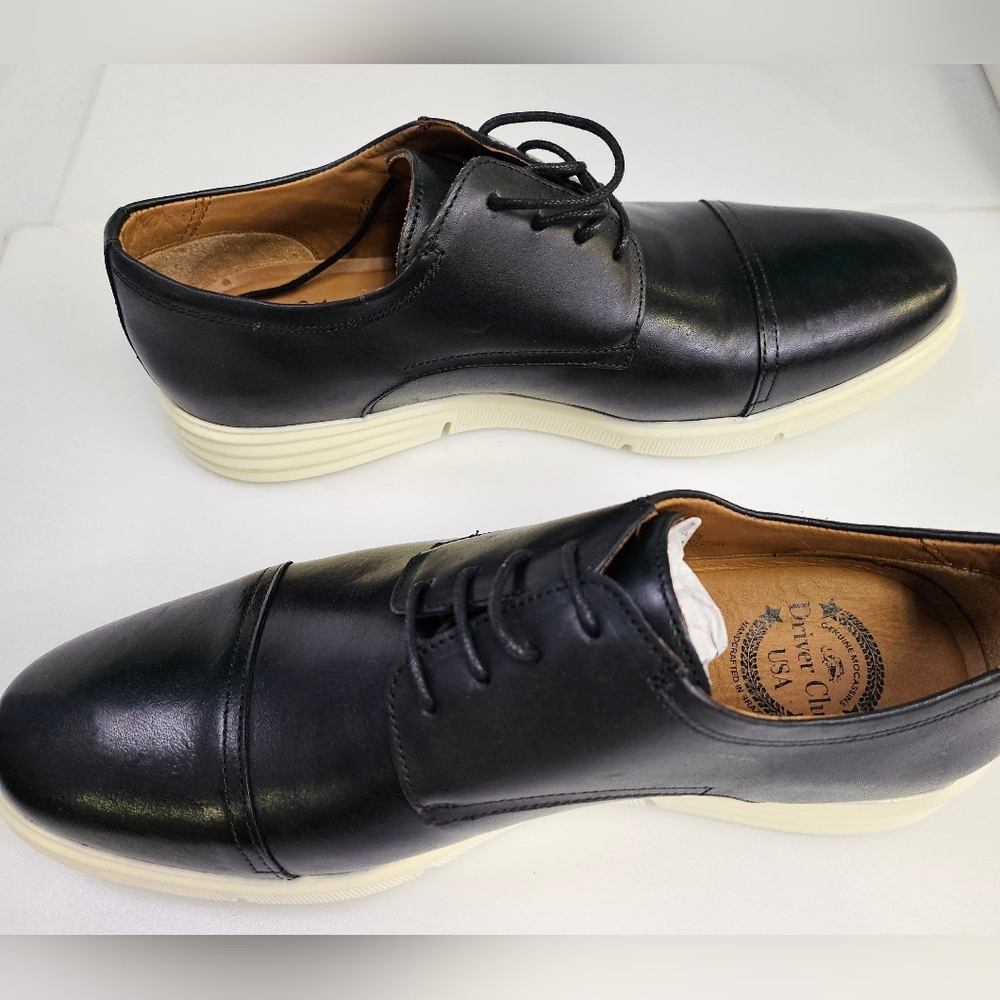 Drivers Club USA Genuine Moccasins Oxford‎ Sneakers Black Leather  642031 Mens 7